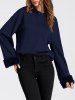 Faux Fur Panel Drop Shoulder Sweatshirt -  