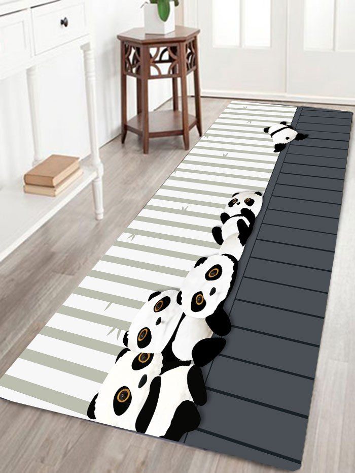 

Pandas Print Flannel Skidproof Bath Rug, Little pandas