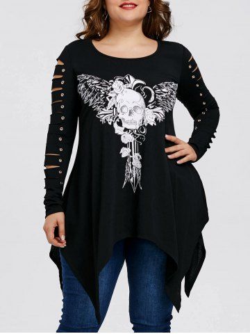 2019 plus size open shoulder strappy overlap tunic t shirt