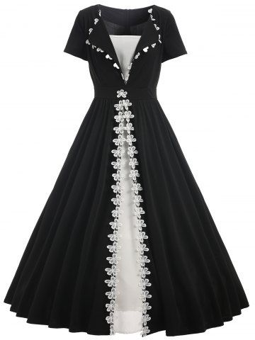 Floral Applique Maxi A Line Dress Floral Applique Maxi A Line Dress