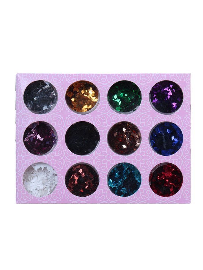 

12 Colors 3D Rhombus Shape Nail Art Sequins Powder, Multi