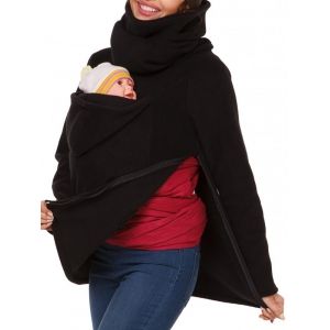 

Cowl Neck Baby Holder Sweatshirt, Black