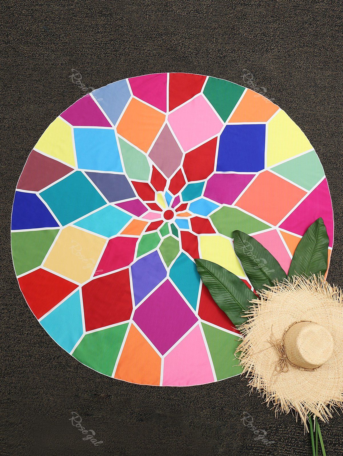 

Color Block Geometric Round Beach Throw, Colormix