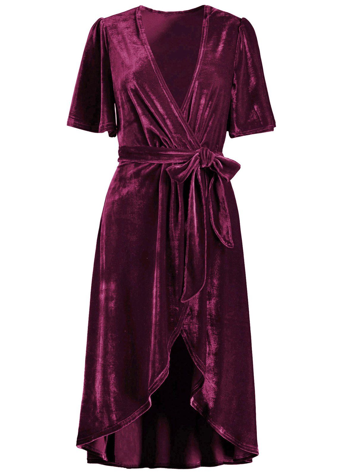 velvet wrap dress short