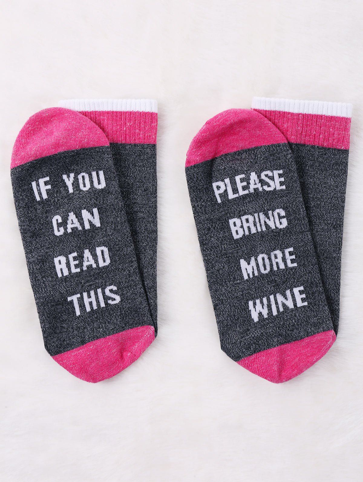 

Graphic Letter Print Crew Socks, Gray