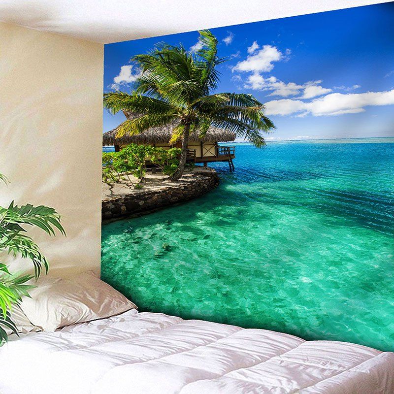 

Seaside Scenery Printed Wall Hanging Tapestry, Green
