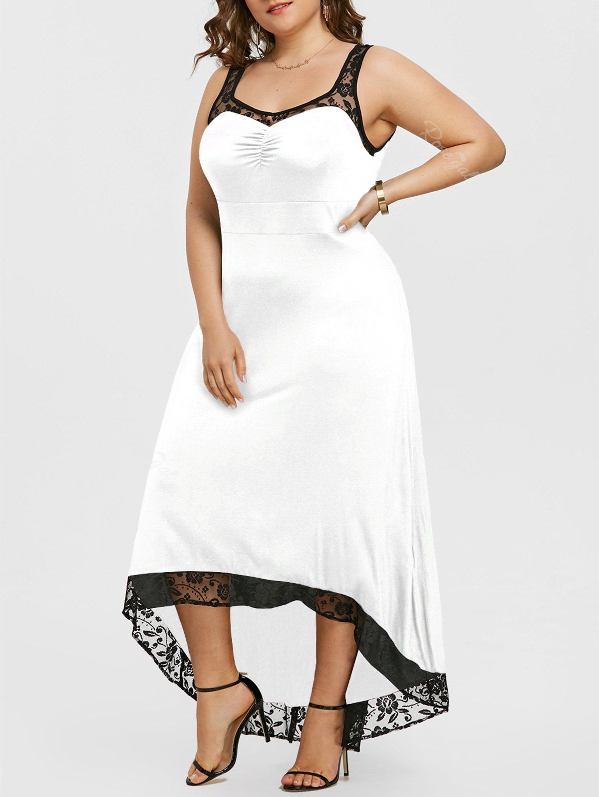 

Plus Size High Low Party Maxi Dress, White