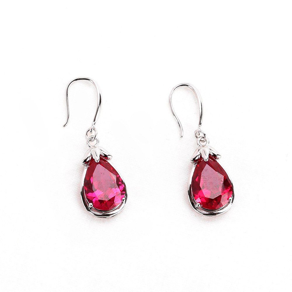 

Cubic Crystal Pineapple Drop Earrings, Red