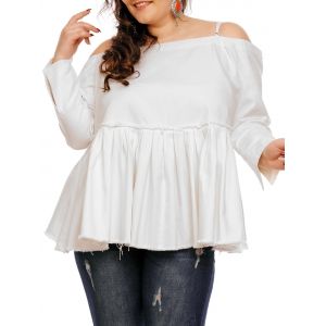 

Plus Size Peplum Top, White