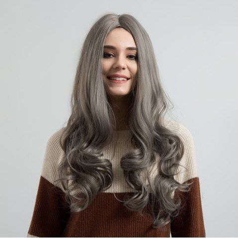 Long Center Parting Wavy Capless Synthetic Wig