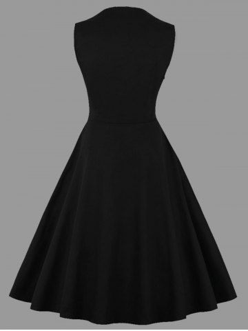 

Plus Size Sleeveless Plaid Insert Vintage Dress, Black