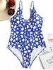 Plus Size Floral Piping Cut Out Swimwear -  