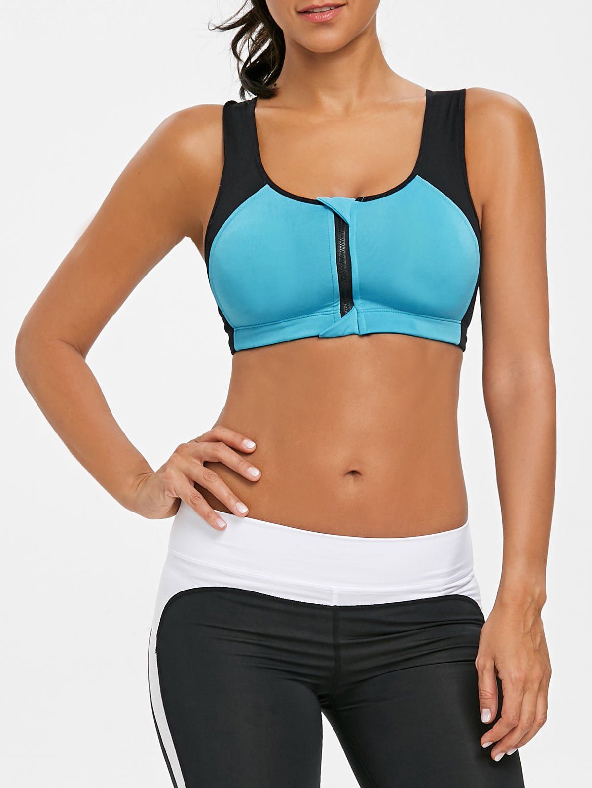 

Sports Racerback Front Zip Up Bra, Lake blue