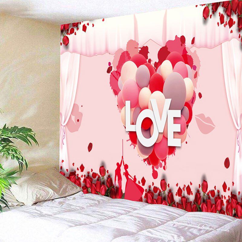 [60% OFF] Valentine's Day Love Heart Printed Wall Art Tapestry | Rosegal