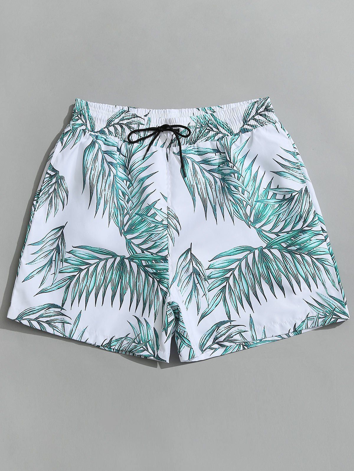 Leaf Print Swimming Board Shorts