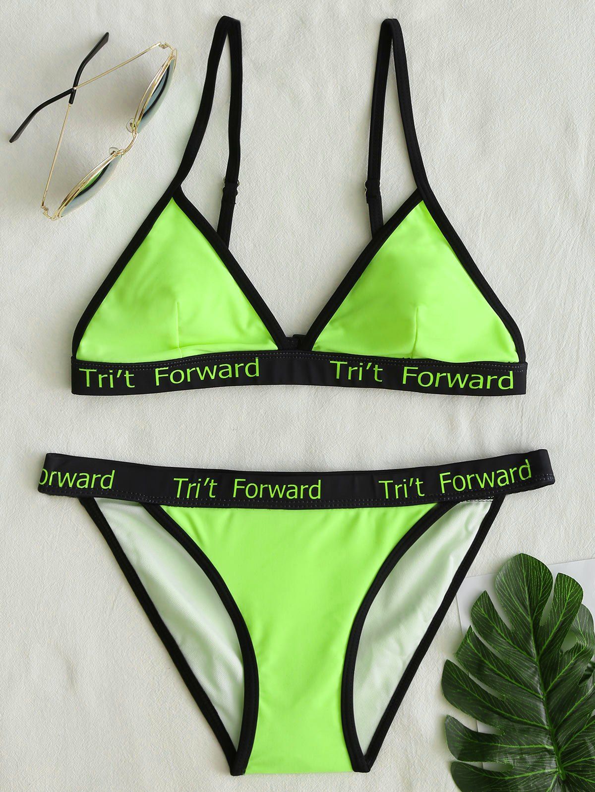 

Micro Thong Two Tone Bikini Set, Fluorescent yellow