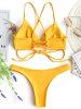 Cross Back Plaited Cami Bikini Set -  