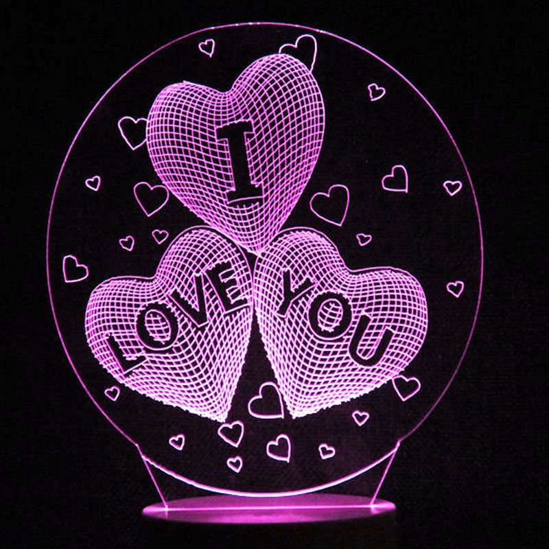 

Mother's Day Letter Heart Colors Changing LED Night Light, Transparent