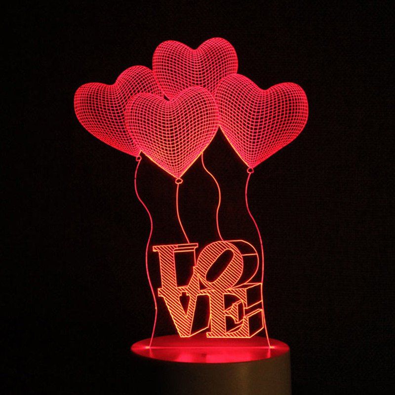 

Mother's Day 3D Heart Balloon Love Letter Design USB Charging LED Touch Night Light, Transparent
