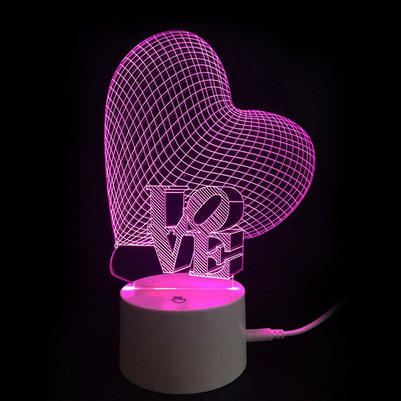 

Letter Love Heart Colors Changing LED Night Light, Transparent