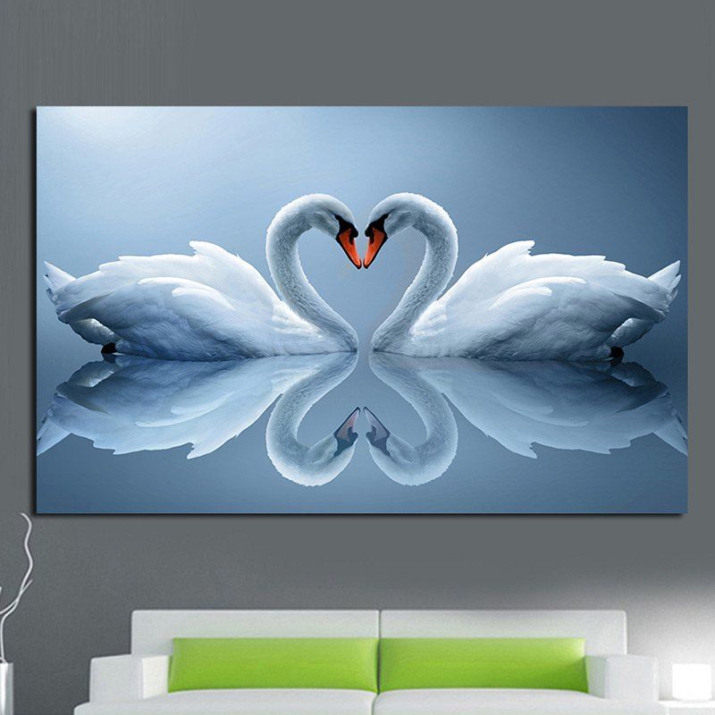 

Elegant Swans Pattern Wall Art Painting, Gray