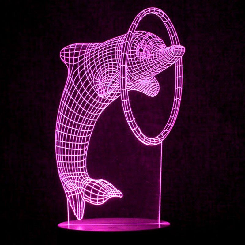 

Dolphin Jumping Circle Touch Color Changing LED Night Light, Transparent