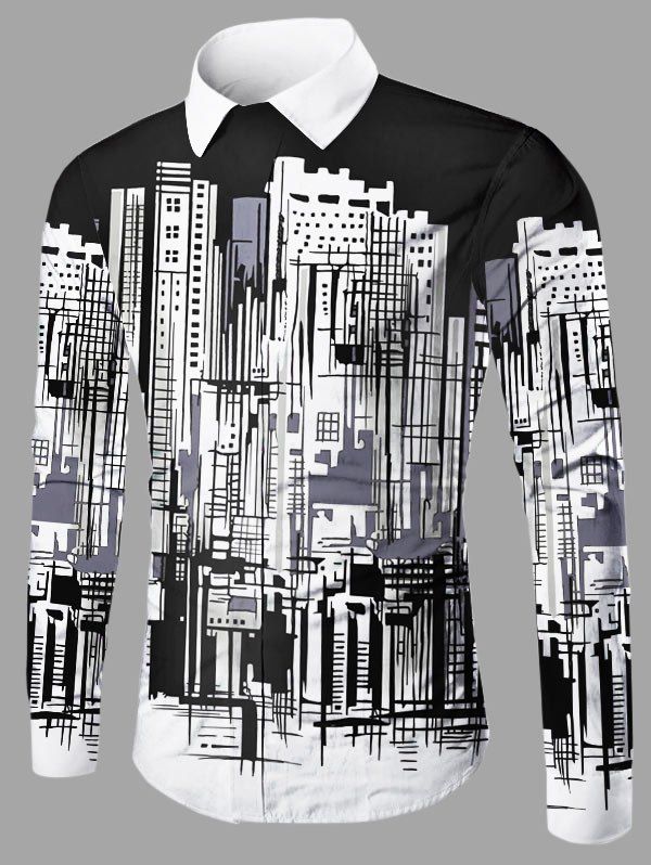 

Building Pattern Shirt, White and black