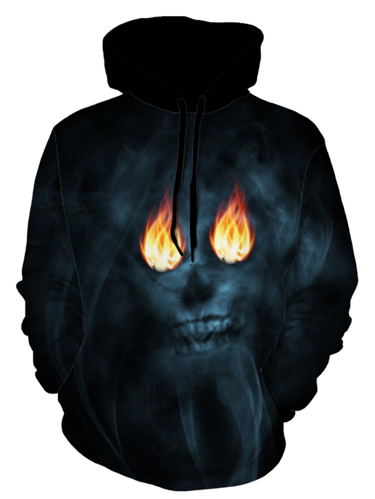 

Halloween Flame Skull Print Hoodie, Colormix