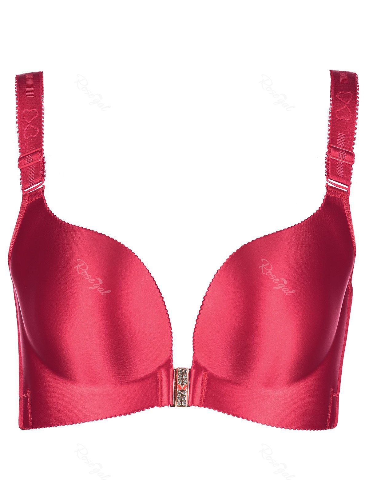 

Plus Size Rhinestone Embellished Butterfly Lace Seamless Bra, Wine red