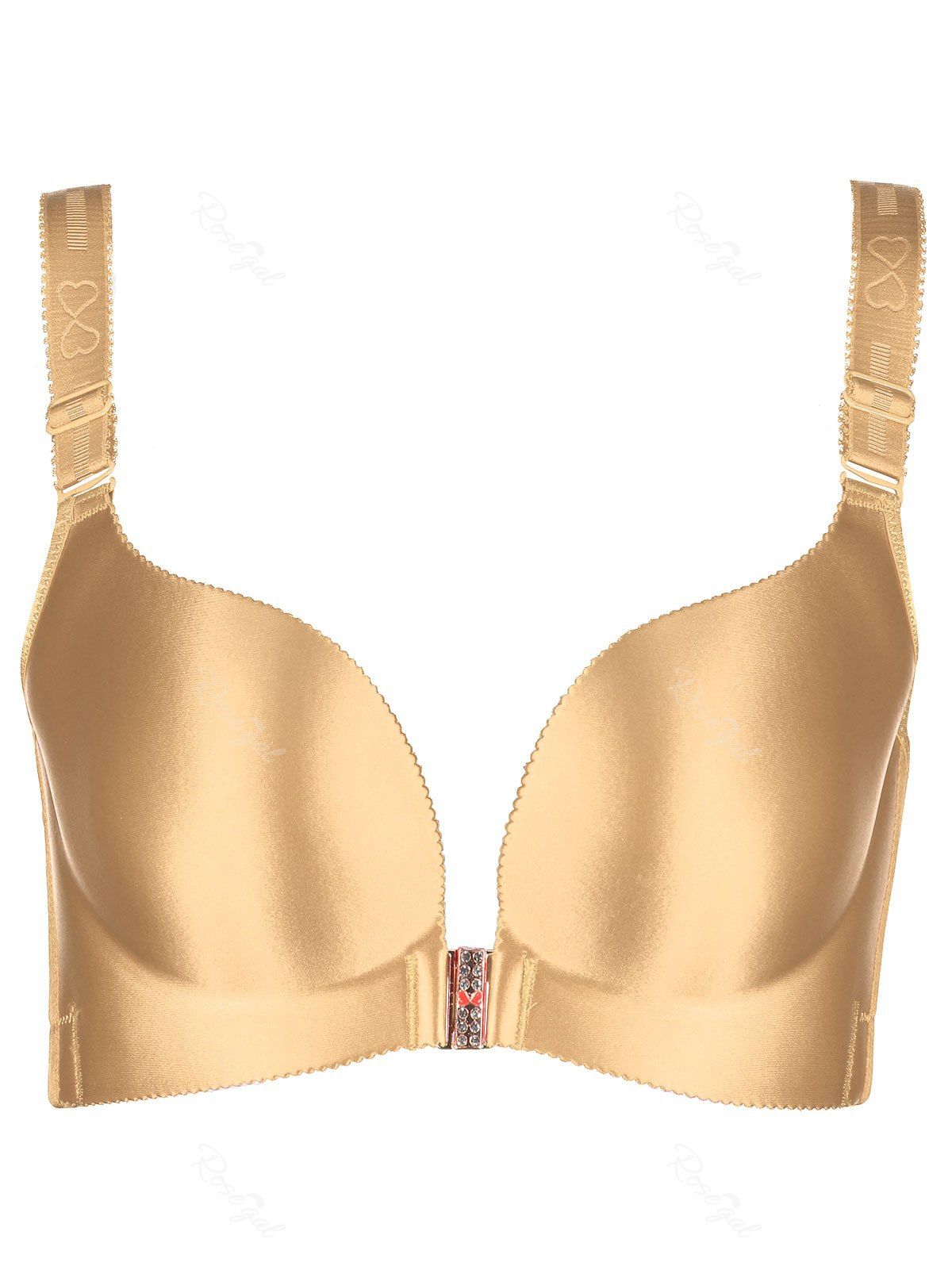 

Plus Size Rhinestone Embellished Butterfly Lace Seamless Bra, Skin color