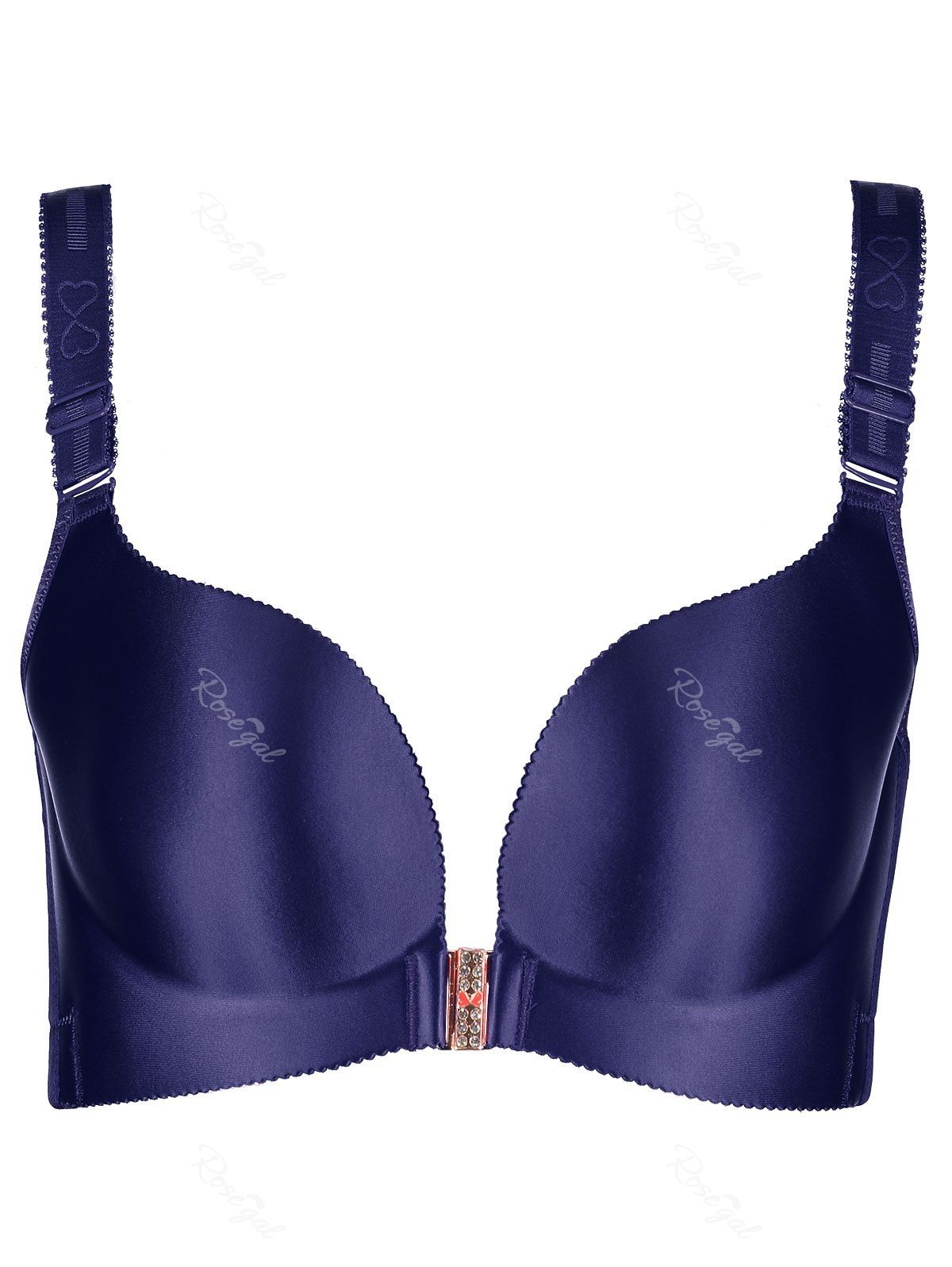 

Plus Size Rhinestone Embellished Butterfly Lace Seamless Bra, Royal