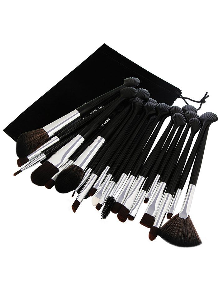 

Professional 20Pcs Ultra Soft Fiber Hair Eye Makeup Brush Set, White+black+silver