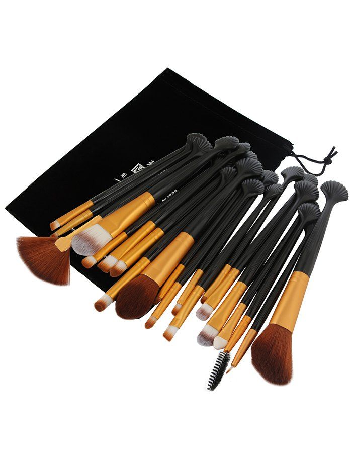 

Professional 20Pcs Ultra Soft Fiber Hair Eye Makeup Brush Set, Black+golden