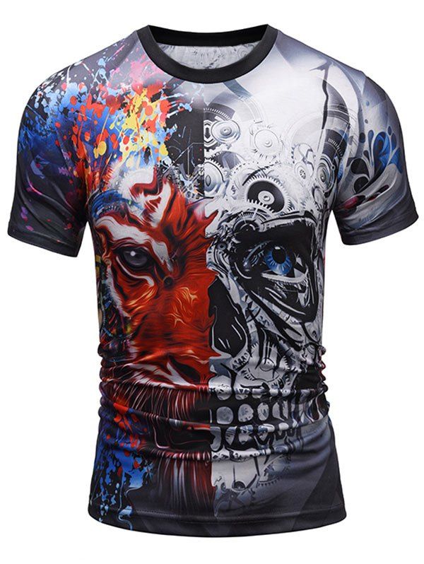 

Crew Neck Asymmetric Monster Cool Tee, Colormix