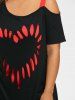 Plus Size Short Sleeve Heart Shape Tunic T-shirt -  