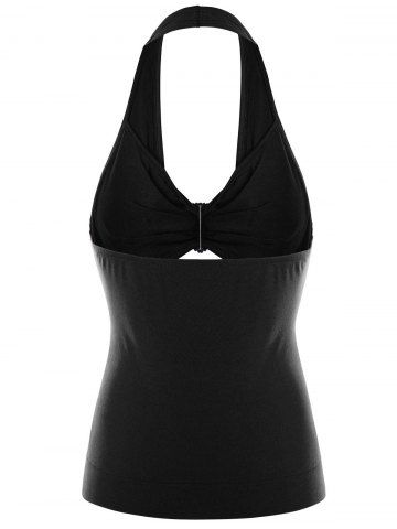 

Plus Size Embellished Halter Neck Tank Top, Black
