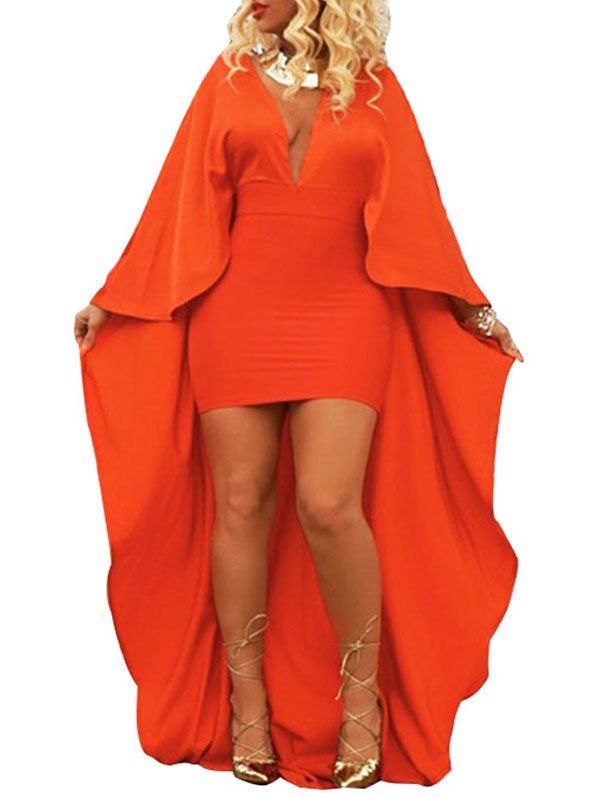 

High Low Capelet Club Dress, Orange