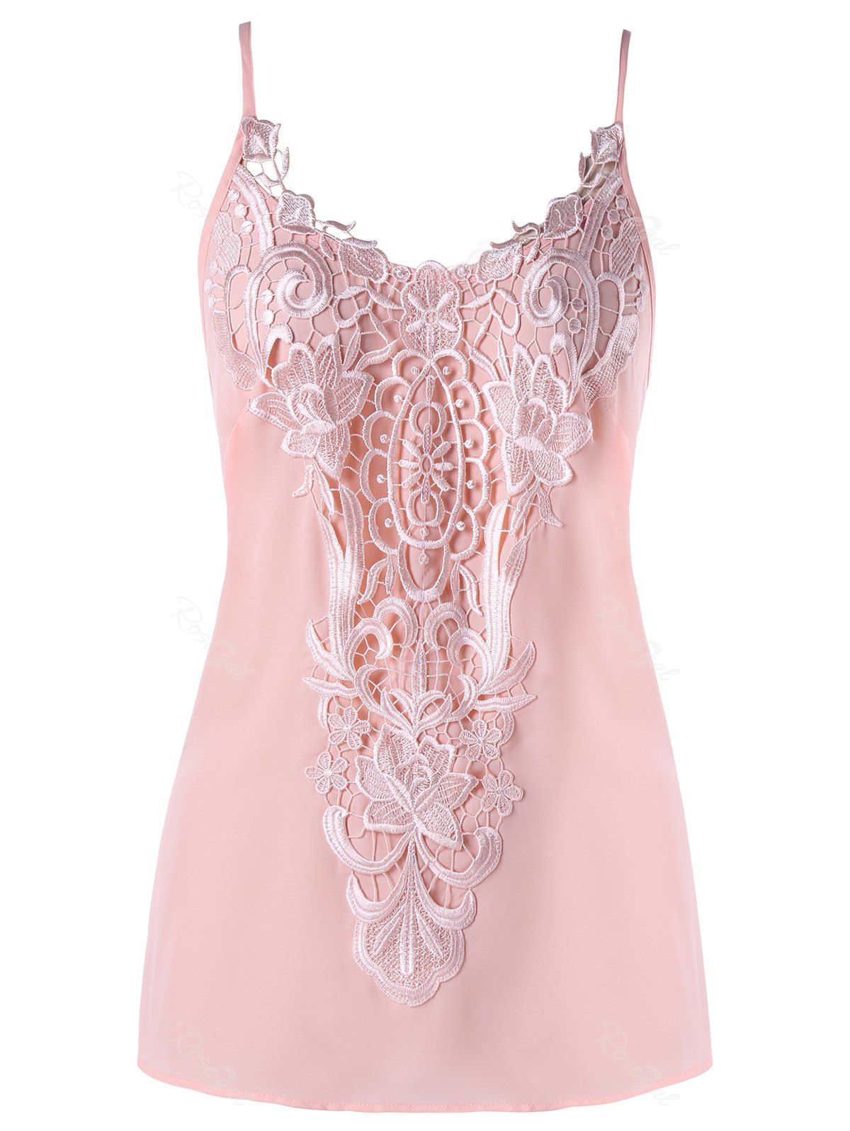 

Plus Size Crochet Trimmed Tank Top, Light pink