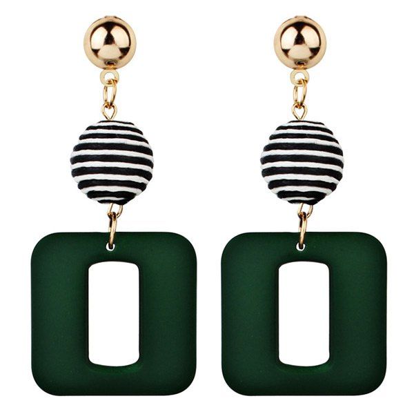 

Retro Striped Ball and Geometric Acrylic Drop Earrings, Green