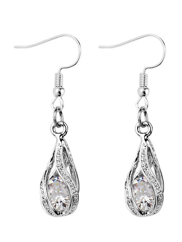 

Faux Diamond Inlay Hollow Out Drop Earrings, Silver