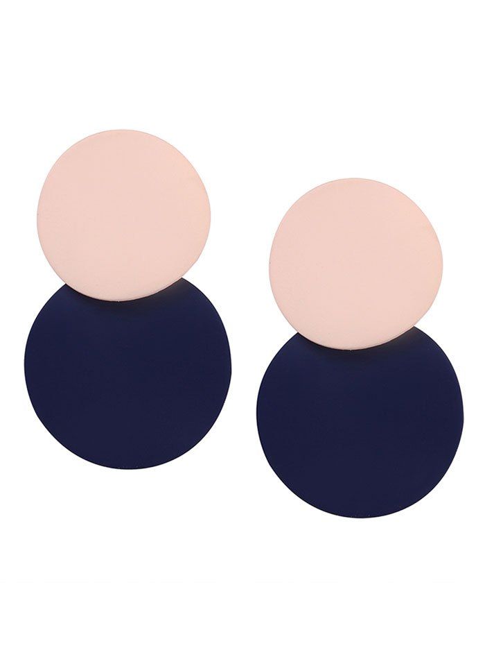 

Two Tone Simple Color Block Earrings, Blue pink