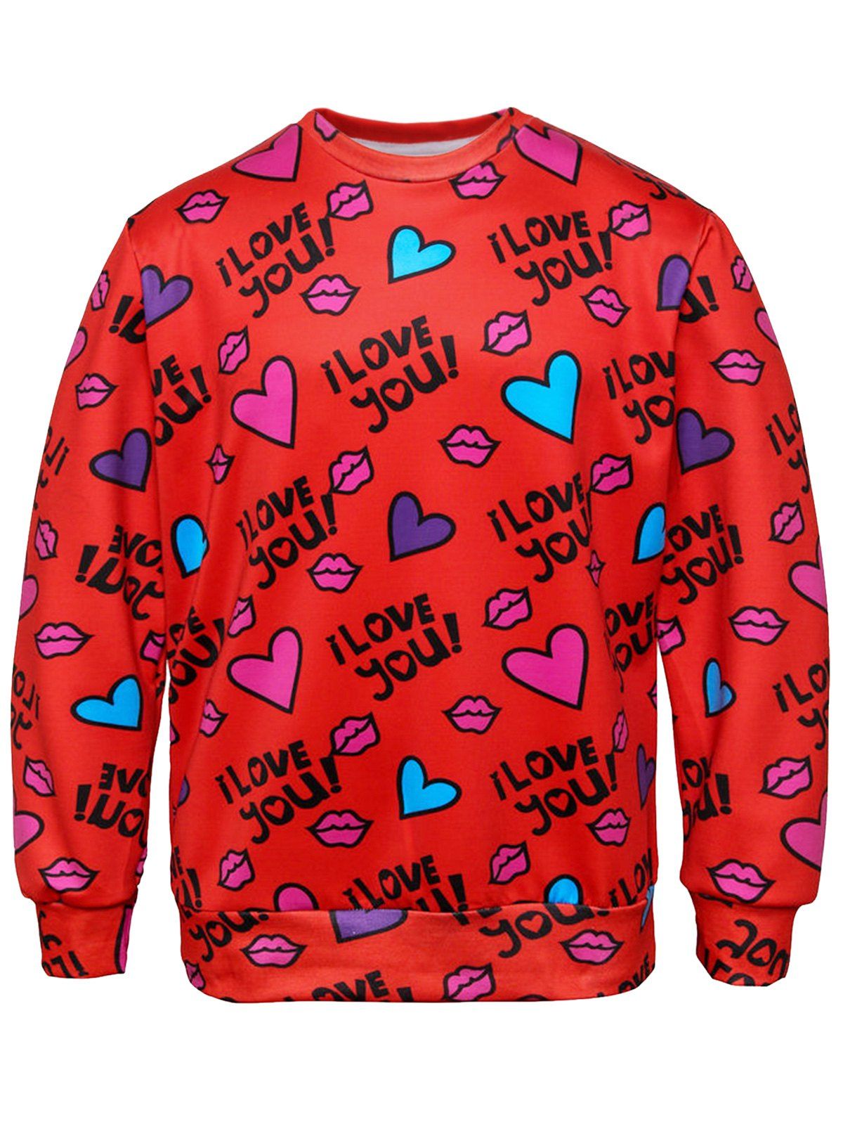 

Lip Heart Graphic Print Valentine's Day Sweatshirt, Red