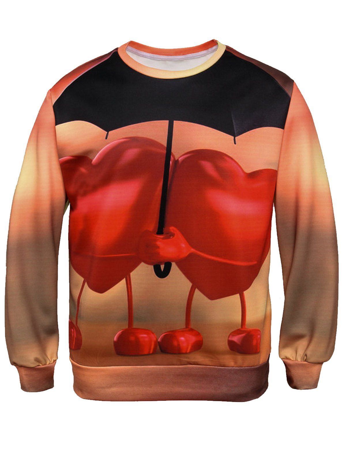 

3D Hearts Print Valentine's Day Pullover Sweatshirt, Colormix