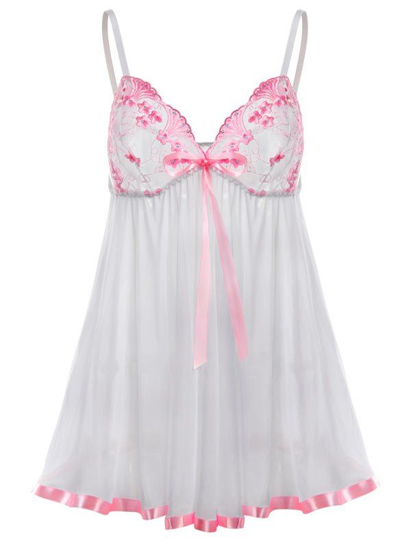 

Valentine Lingerie Mesh Plus Size Babydoll, White