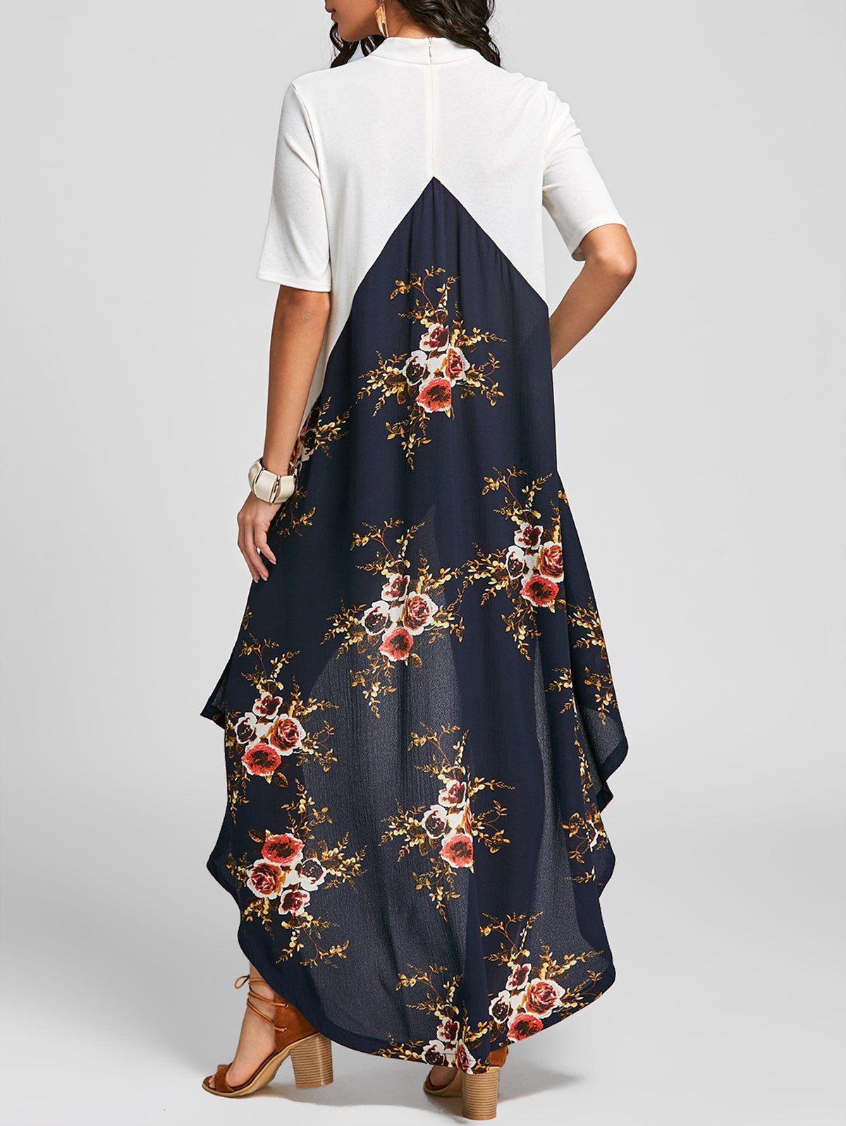 

High Low Floral Tail Maxi Dress, White