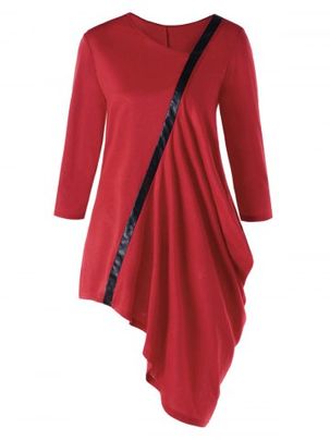 Three Quarter Sleeve Tunic Asymmetric Top