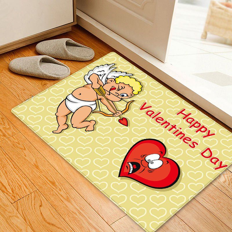 

Cupid Pattern Valentine's Day Water Absorption Area Rug, Yellow