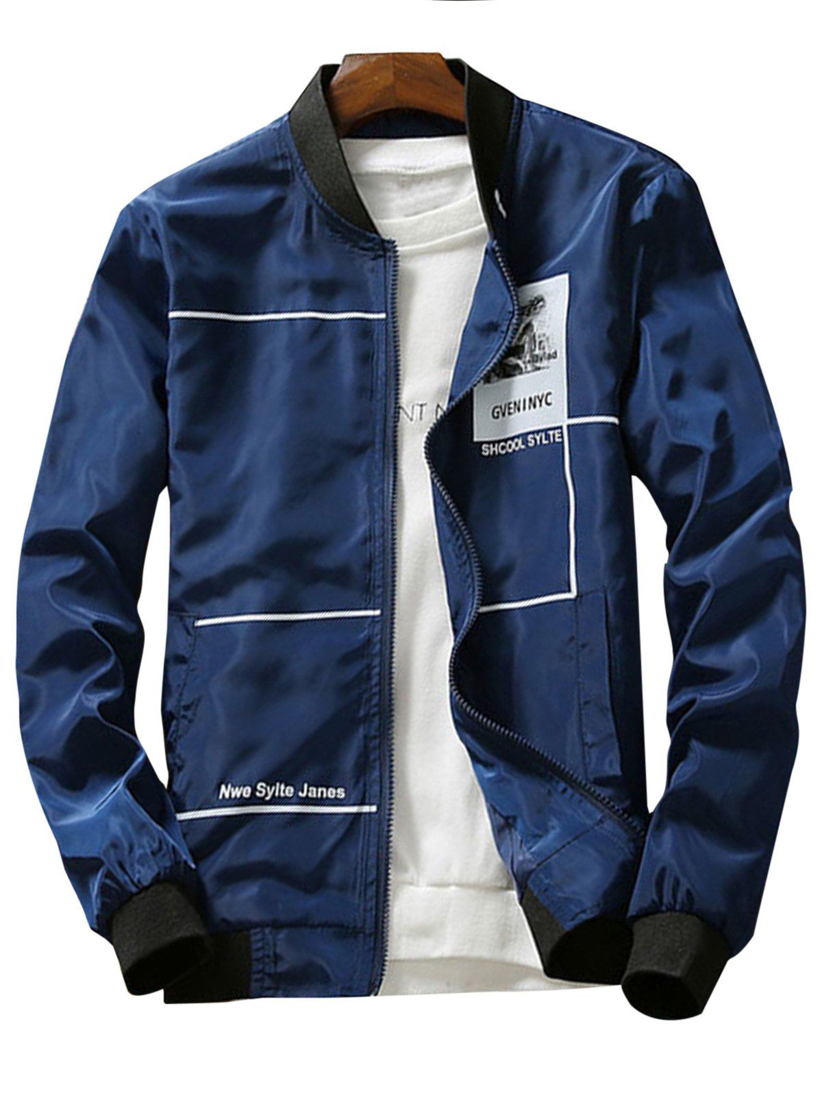 

Zip Up Graphic Print Lightweight Jacket, Cadetblue