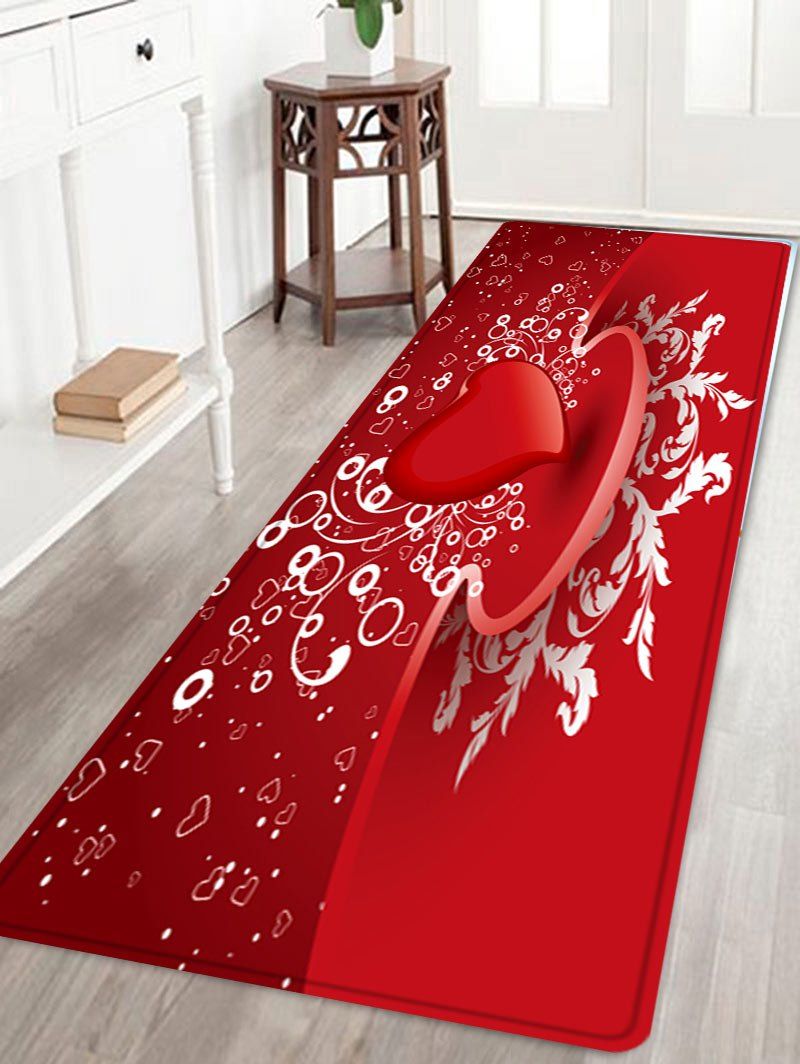 

Valentine's Day Heart Pattern Water Absorption Area Rug, Red