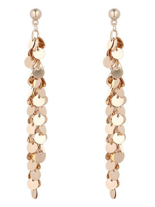 

Metal Fringed Disc Drop Earrings, Golden